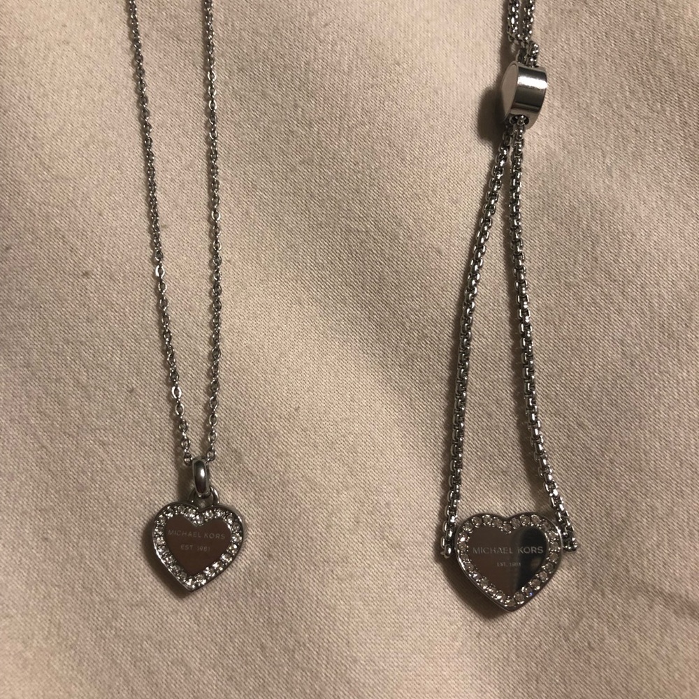 Michael Kors heart pendant necklace and bracelet